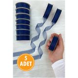 ZEYMERADE 5 Adet Organze Tül Kurdele Lacivert 2cm 22mt, Bohça, Nişan, Çeyiz, Hediye, Paketleme, Süsleme, Nikah