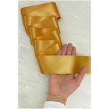 ZEYMERADE 6 Cm Gold Çift Taraflı Saten Kurdele 10 Metre, Bohça Çeyiz Nişan Takı Özel Gün Hediye Süsleme
