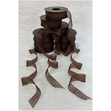 ZEYMERADE Acı Kahve Keten Nopeli Kurdele 2,5 cm 20 mt, Gelin, Bohça, Nişan, Çeyiz, Hediye, Süsleme, Nikah