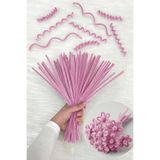 ZEYMERADE Açık Pembe Şönil 30cm, 100 Adet Tüylü Kadife Tel Peluş, El İşi, Çiçek, Hediye, Süsleme, Okul, Etkinlik