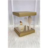 ZEYMERADE Asetat Gelin Çeyiz Bohça Kutusu, Gold Küçük Boy 20x20Cm, Şeffaf Katlanabilir Demonte, Damat Nişan Hediye