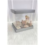 ZEYMERADE Asetat Gelin Çeyiz Bohça Kutusu, Gümüş Orta Boy 25x25Cm, Şeffaf Katlanabilir Demonte, Damat Nişan Hediye