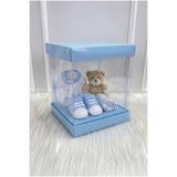ZEYMERADE Asetat Kutu, Bebe Mavi Küçük Boy 20X20Cm, Şeffaf Demonte, Doğum Hediye Baby Bebek Cinsiyet Parti