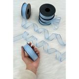 ZEYMERADE Bebe Mavi Şifon Kurdele 2,5 cm 20 mt, Gelin, Damat, Bohça, Nişan, Çeyiz, Özel Gün, Hediye, Düğün