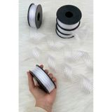 ZEYMERADE Beyaz Hilton Çizgili Şifon Kurdele 2,5 cm 20 mt, Gelin, Bohça, Nişan, Çeyiz, Hediye, Nikah, Süsleme
