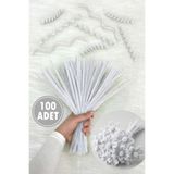 ZEYMERADE Beyaz Şönil 30cm, 100 Adet Tüylü Kadife Tel Peluş, El İşi, Çiçek, Hediye, Süsleme, Okul, Etkinlik