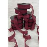 ZEYMERADE Bordo Keten Nopeli Kurdele 2,5 Cm 20 Metre, Bohça Çeyiz Özel Gün Hediye Süsleme Kurdelesi