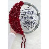 ZEYMERADE Bordo Ledli Şeffaf Gelin Tefi 32cm, Işıl Işıl Vip Güpürlü Ve 3d Çiçek Süslemeli, Düğün Sünnet Kına Nedime Bride Parti Defi