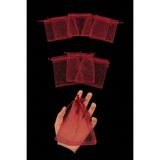 ZEYMERADE Bordo Organze Şeffaf Tül Kese 100 Adet Ölçü 12X14cm, Büzgülü Altın Takı Özel Gün Lavanta Hediye Sabun Mum Bohça Hobi Çerez Kuruyemiş Kesesi Kına Gecesi Düğün Nişan Söz Nikah İsteme Gelin Damat