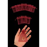 ZEYMERADE Bordo Organze Şeffaf Tül Kese 100 Adet Ölçü 7X9cm, Büzgülü Altın Takı Özel Gün Lavanta Hediye Sabun Mum Bohça Hobi Çerez Kuruyemiş Kesesi Kına Gecesi Düğün Nişan Söz Nikah İsteme Gelin Damat