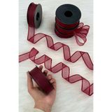 ZEYMERADE Bordo Şifon Kurdele 2,5 cm 20 mt, Gelin, Damat, Bohça, Nişan, Çeyiz, Özel Gün, Hediye, Düğün, Süsü