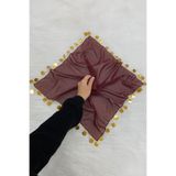 ZEYMERADE Büyük Boy Şifon Halay Mendili, 50x50cm Bordo Gold 5 Adet, Gelin Damat Düğün Kına Sünnet Nişan Bride