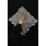 ZEYMERADE Büyük Boy Şifon Halay Mendili, 50x50cm Gri Gümüş 5 Adet, Gelin Damat Düğün Kına Sünnet Nişan Bride