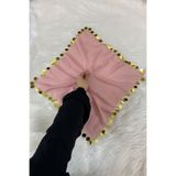 ZEYMERADE Büyük Boy Şifon Halay Mendili, 50x50cm Pudra Gold 1 Adet, Gelin Damat Düğün Kına Sünnet Nişan Bride