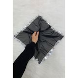 ZEYMERADE Büyük Boy Şifon Halay Mendili, 50x50cm Siyah Gümüş 5 Adet, Gelin Damat Düğün Kına Sünnet Nişan