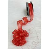 ZEYMERADE Çekmeli Şifon Kurdele Kırmızı Gold Sim 2,5cm 20mt, Gelin, Bohça, Çeyiz, Nişan, Hediye, Süsleme
