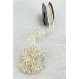 ZEYMERADE Çekmeli Şifon Kurdele Krem Gold Sim 2,5cm 20mt, Gelin, Bohça, Çeyiz, Nişan, Hediye, Süsleme