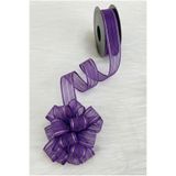 ZEYMERADE Çekmeli Şifon Kurdele Mor Gold Sim 2,5cm 20mt, Gelin, Bohça, Çeyiz, Nişan, Hediye, Süsleme
