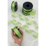 ZEYMERADE Fıstık Yeşili Hilton Çizgili Şifon Kurdele 2,5 cm 20 mt, Bohça, Nişan, Çeyiz, Hediye, Nikah, Süsleme