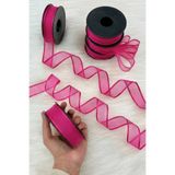 ZEYMERADE Fuşya Şifon Kurdele 2,5 cm 20 mt, Gelin, Damat, Bohça, Nişan, Çeyiz, Özel Gün, Hediye, Süsleme