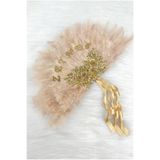ZEYMERADE Gold Gelin Yelpazesi, Işıl Işıl Vip Güpürlü, Bekarlığa Veda Partisi, Bride To Be, Nedime, Kına Gecesi, Ahşap Tüylü