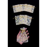 ZEYMERADE Gold Güllü Kına Çerez Nişan Hediye Kesesi 50 Adet Ölçü 12x15cm, Nikah Düğün Bride Mevlüt Sünnet