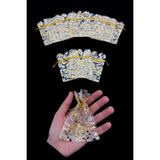 ZEYMERADE Gold Kına Çerez Nişan Hediye Kesesi 50 Adet Ölçü 9x12cm, Nikah Düğün Bride Doğum Mevlüt Sünnet