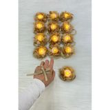 ZEYMERADE Gold Ledli Kına El Mumu, Düğün, Nedime, Bride, Sünnet, Led Işıklı, Tealight Mum Pilli 12 Adet