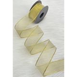 ZEYMERADE Gold Simli Şifon Kurdele 4 cm 20 mt, Gelin, Damat, Bohça, Nişan, Çeyiz, Özel Gün, Hediye, Süsleme
