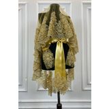 ZEYMERADE Gold Vıp Deluxe Gelin Duvak Seti, Kına Duvağı 6 Parça Tam Set