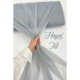 ZEYMERADE Gri Hayal Tül, Nişan Çeyiz Bohça Kapı Doğum Günü Parti Süsleme, Gelin Abiye Türban 100x300cm