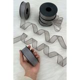 ZEYMERADE Gri Şifon Kurdele 2,5 cm 20 mt, Gelin, Damat, Bohça, Nişan, Çeyiz, Özel Gün, Hediye, Düğün, Süsü