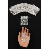 ZEYMERADE Gümüş Minik Kese, Kına Düğün Nikah Nişan Hediye Çerez Altın Takı, Puantiyeli 50 Adet, Ölçü 7x9cm