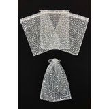 ZEYMERADE Gümüş Puantiye Tül Kese, 50 Adet Ölçü 24x34cm, Gelin Havlu Terlik Seccade Bohça Çeyiz Hediye Kesesi