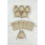 ZEYMERADE Jüt Hasır Çuval Kese, 50 Adet Ölçü 7X9cm, Büzgülü Kına Çerez Altın Takı Özel Gün Lavanta Hediye Sabun Mum Hobi Kesesi Kına Gecesi Düğün Nişan Söz Nikah Kına Gecesi İsteme Gelin Damat