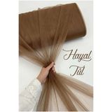 ZEYMERADE Kahverengi Hayal Tül, Nişan Çeyiz Bohça Kapı Doğum Günü Parti Süsleme, Gelin Abiye Türban 100x300cm