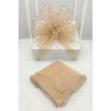 ZEYMERADE Kapiçino Süsleme Tülü, Gümüş Kenar Bohça Çeyiz Gelin Damat Nişan Nikah Valiz Hediye Süsü 150x150cm