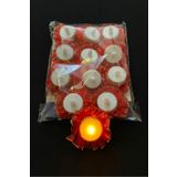 ZEYMERADE Kırmızı Gold Ledli Kına El Mumu, Düğün, Nedime, Bride, Sünnet, Led Işıklı, Tealight Pilli 12 Adet