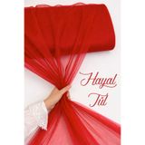 ZEYMERADE Kırmızı Hayal Tül, Nişan Çeyiz Bohça Kapı Doğum Günü Parti Süsleme, Gelin Abiye Türban 100x300cm