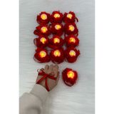ZEYMERADE Kırmızı Ledli Kına El Mumu, Düğün, Nedime, Bride, Sünnet, Led Işıklı, Tealight Mum Pilli 12 Adet