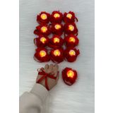 ZEYMERADE Kırmızı Ledli Kına El Mumu, Tealight Mum Pilli 6 Adet, Sünnet, Led Işıklı, Düğün, Nedime, Bride