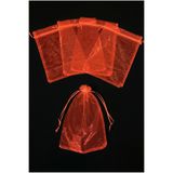 ZEYMERADE Kırmızı Organze Şeffaf Tül Kese, 50 Adet Ölçü 20x30cm, Düğün Bohça Çeyiz Yazma Havlu Yasin Mevlüt