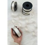 ZEYMERADE Krem Hilton Çizgili Şifon Kurdele 2,5 cm 20 mt, Gelin, Bohça, Nişan, Çeyiz, Hediye, Nikah, Süsleme
