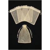ZEYMERADE Krem Organze Şeffaf Tül Kese, 50 Adet Ölçü 20x30cm, Düğün Bohça Çeyiz Yazma Havlu Yasin Mevlüt