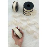 ZEYMERADE Krem Şifon Kurdele 2,5 cm 20 mt, Gelin, Damat, Bohça, Nişan, Çeyiz, Özel Gün, Hediye, Düğün, Süsü