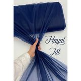 ZEYMERADE Lacivert Hayal Tül, Nişan Çeyiz Bohça Kapı Doğum Günü Parti Süsleme, Gelin Abiye Türban 100x300cm