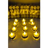 ZEYMERADE Lacivert Ledli Kına El Mumu, Düğün, Nedime, Bride, Sünnet, Led Işıklı, Tealight Mum Pilli 12 Adet
