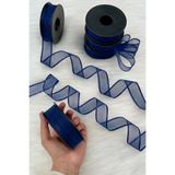ZEYMERADE Lacivert Şifon Kurdele 2,5 cm 20 mt, Gelin, Damat, Bohça, Nişan, Çeyiz, Özel Gün, Hediye, Düğün, Süs