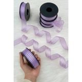 ZEYMERADE Lila Hilton Çizgili Şifon Kurdele 2,5 cm 20 mt, Gelin, Bohça, Nişan, Çeyiz, Hediye, Nikah, Süsleme