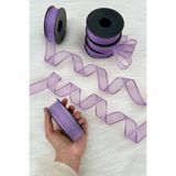 ZEYMERADE Lila Şifon Kurdele 2,5 cm 20 mt, Gelin, Damat, Bohça, Nişan, Çeyiz, Özel Gün, Hediye, Süsleme